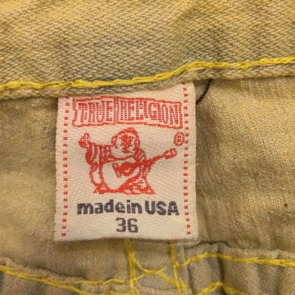 True Religion yellow wash jeans 36